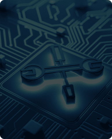 Tools icon on a circuit board.